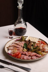 Restaurant menu food wine drink specials meat fish carpaccio sashimi delicious soup sauce 