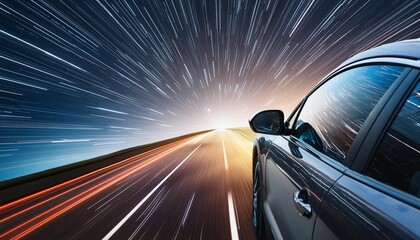 Obraz premium Lightspeed travel background. Galaxy and cosmos exploration. Generative AI