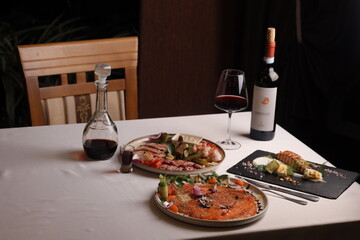 Restaurant menu food wine drink specials meat fish carpaccio sashimi delicious soup sauce 