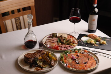 Restaurant menu food wine drink specials meat fish carpaccio sashimi delicious soup sauce 