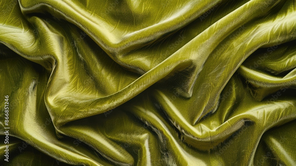 Poster a green fabric with a pattern of a leaf. the fabric is very soft and has a shiny appearance