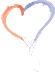 Grunge scribble symbol heart, red marker isolated on white vector editable