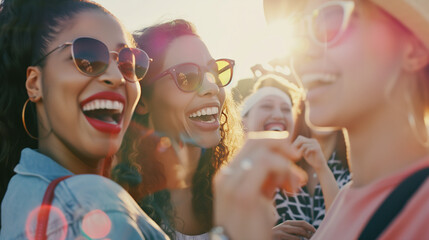 Women laughing and having fun in the sun