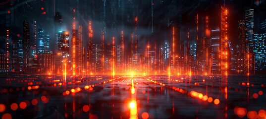 Naklejka premium Innovative business environment driven by technology and data analytics showcasing market growth and profitability