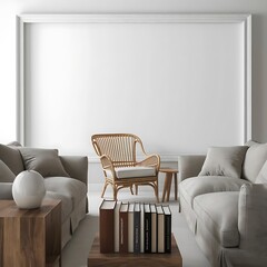 mockup poster frame in modern interior background, Room, interior, sofa
, bedchamber, 3D render, 
, living room, Scandinavian style, furniture, home, design, couch, house3D illustration 
