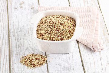 Raw dry quinoa cereal grain