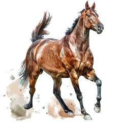 Watercolor of a Muscular horse, isolated on a white background, Muscular horse vector, Muscular horse clipart, Muscular horse art, Muscular horse painting, Muscular horse Graphic, draw