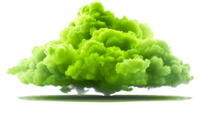 Green Smoke Cloud, Abstract, Isolated on White Background, PNG File