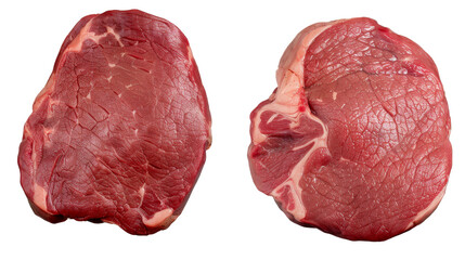 Fototapeta premium Raw Beef Steak - Front and Back View Isolated on White Background, PNG File