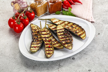 Grilled tasty ripe eggplant slice