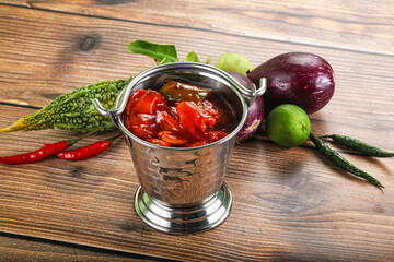 Asian cuisine - prawn in hot garlic sauce