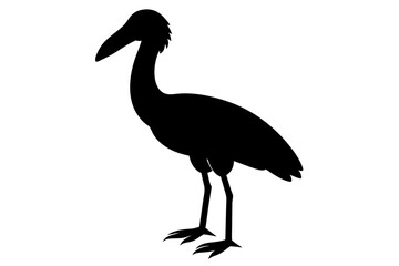 Shoebill vector silhouette illustration isolated on white background, Shoebill Bird Vector art