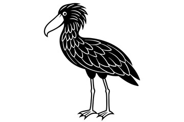 Shoebill vector silhouette illustration isolated on white background, Shoebill Bird Vector art