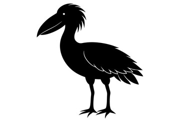 Shoebill vector silhouette illustration isolated on white background, Shoebill Bird Vector art