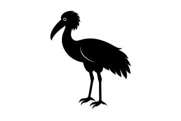Obraz premium Shoebill vector silhouette illustration isolated on white background, Shoebill Bird Vector art