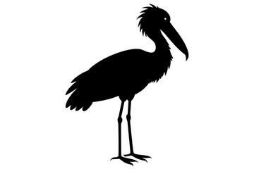 Shoebill vector silhouette illustration isolated on white background, Shoebill Bird Vector art