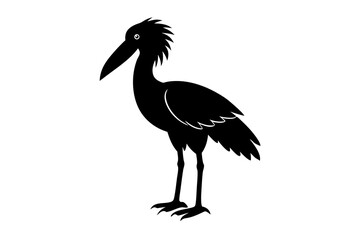 Shoebill vector silhouette illustration isolated on white background, Shoebill Bird Vector art