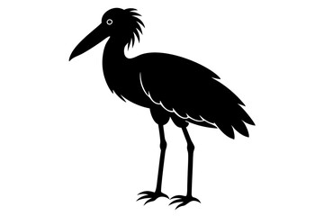 Shoebill vector silhouette illustration isolated on white background, Shoebill Bird Vector art