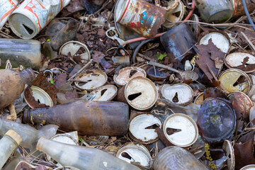 Trash dump outside an abandoned house