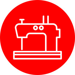Sewing Machine Line White Circle Red