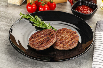 Grilled two beef burger cutlet