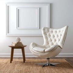 mockup poster frame in modern interior background, living room, Scandinavian style, furniture, home, design, couch, house, bedchamber
 3D render, 3D illustration, Room, interior, sofa