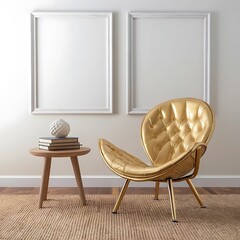 mockup poster frame in modern interior background, living room, Scandinavian style, furniture, home, design, couch, house, bedchamber
 3D render, 3D illustration, Room, interior, sofa