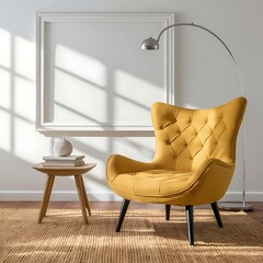 mockup poster frame in modern interior background, living room, Scandinavian style, 3D render, 3D illustration, Room, interior, sofa, furniture, home, design, couch, house, bedchamber
