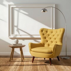 mockup poster frame in modern interior background, living room, Scandinavian style, 3D render, 3D illustration, Room, interior, sofa, furniture, home, design, couch, house, bedchamber
