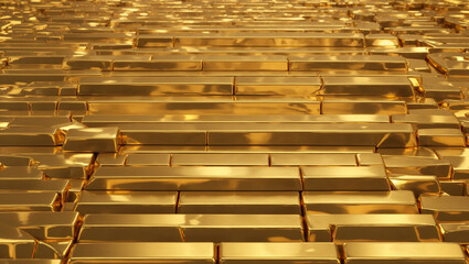A large pile of gold bars.

