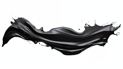Black Paint Fluid Flowing on White Background, Abstract Image, Texture, Pattern Background, Wallpaper, Background, Cell Phone Cover and Screen, Smartphone, Computer, Laptop, 9:16 and 16:9 Format - PNG