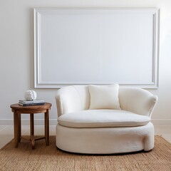 mockup poster frame in modern interior background, living room, Scandinavian style, 3D render, 3D illustration, Room, interior, sofa, furniture, home, design, couch, house, bedchamber
