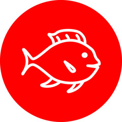 Fish Line White Circle Red