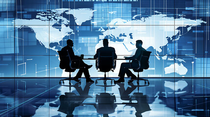 Corporate business meeting discussing global supply chain management efficient logistics and resource optimization