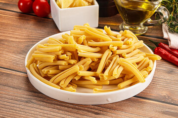 Raw dry Italian pasta - casarecce