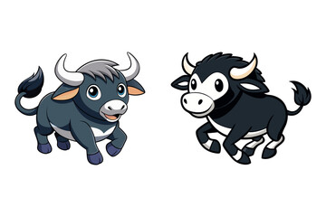 black and white bull