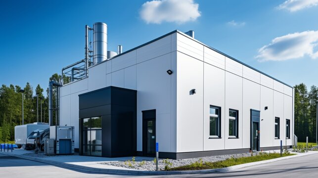 Modern warehouse exterior with a small office unit for efficient business operations