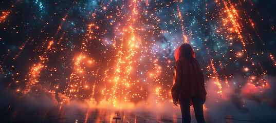 Futuristic business conference with keynote speakers and interactive tech displays showcasing the latest trends in corporate innovation and leadership in a grand convention center