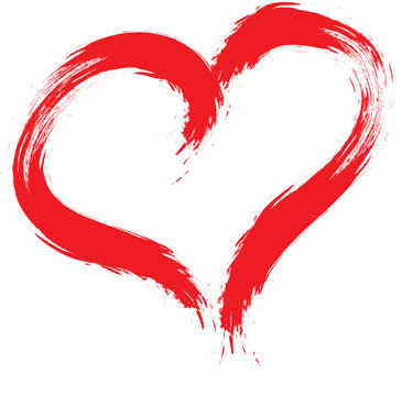 Grunge scribble symbol heart, red marker isolated on white vector editable