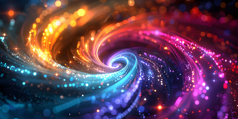 Obraz premium Spiral composition of optical fibers with intense colors