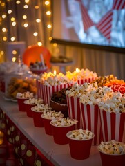 Birthday Celebration Movie Night Theme Featuring Colorful Decorations and Fun Activities