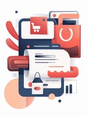 Fototapeta premium Online Shopping Checkout Process on Website - Conceptual E-Commerce Illustration