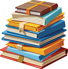 Pile of old paper magazines isolated