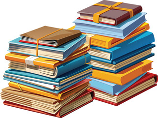 Pile of old paper magazines isolated