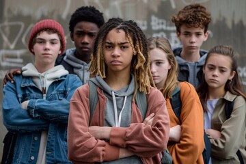 Fototapeta premium Group of Teenagers Standing Together Outdoors