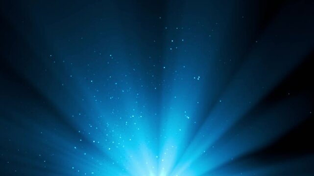 Light rays from bottom with floating flying glitter particles in air mist or steam, overlay special vfx ambient effect animation for atmospheric videos or underwater scenes. Stage spot light effect.

