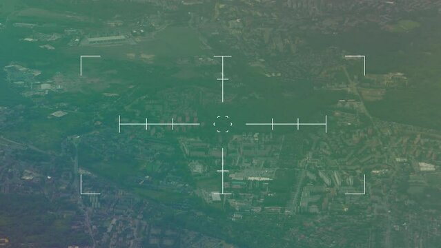 Satellite imagery, reconnaissance drone camera view, aerial photography, cartography, spy drone, unmanned aerial vehicle or weather probe. Aerial surveillance of secret objects on the ground