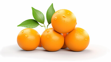 oranges with leaves on a white background