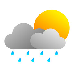 Sun and gray clouds with rain storm weather.