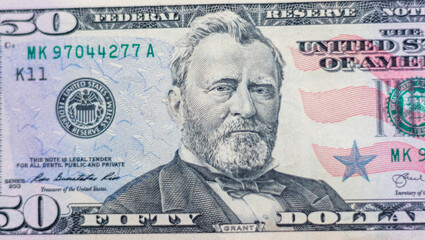 Close up shot of the US dollars note bill. Finance